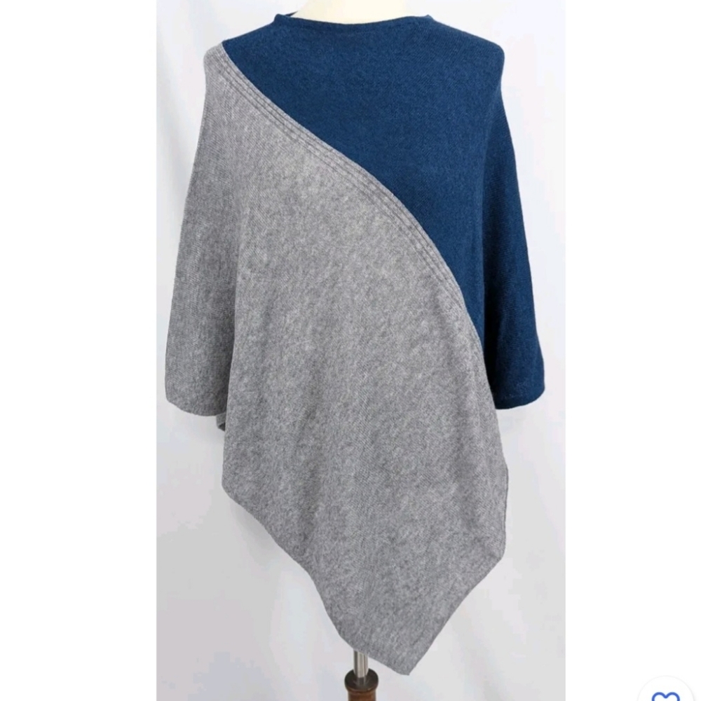 Celeste Womens Wool Cashmere Poncho Sweater One Size Teal